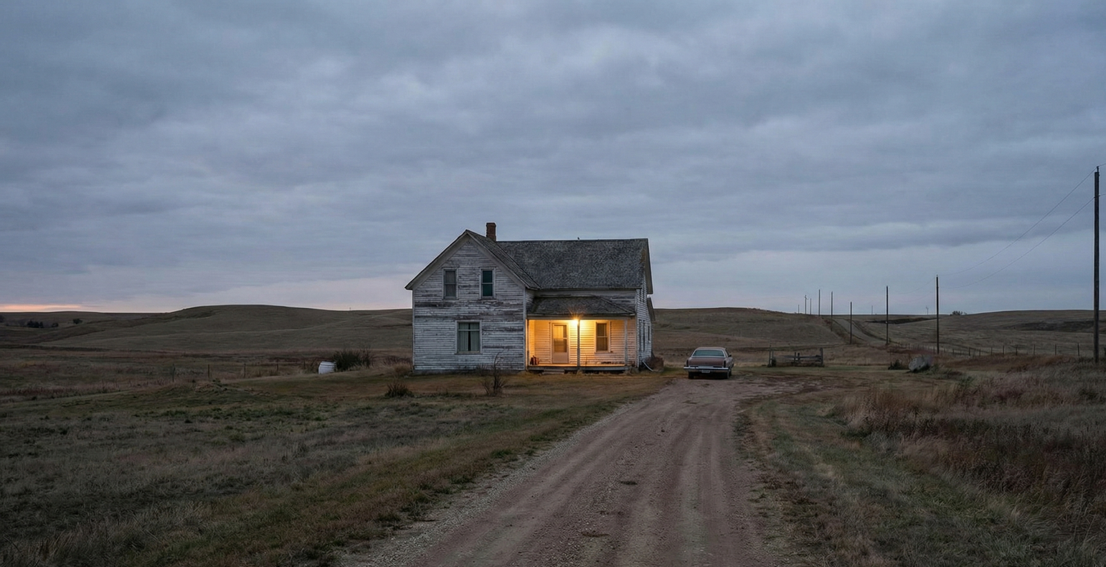 a lonely farm house